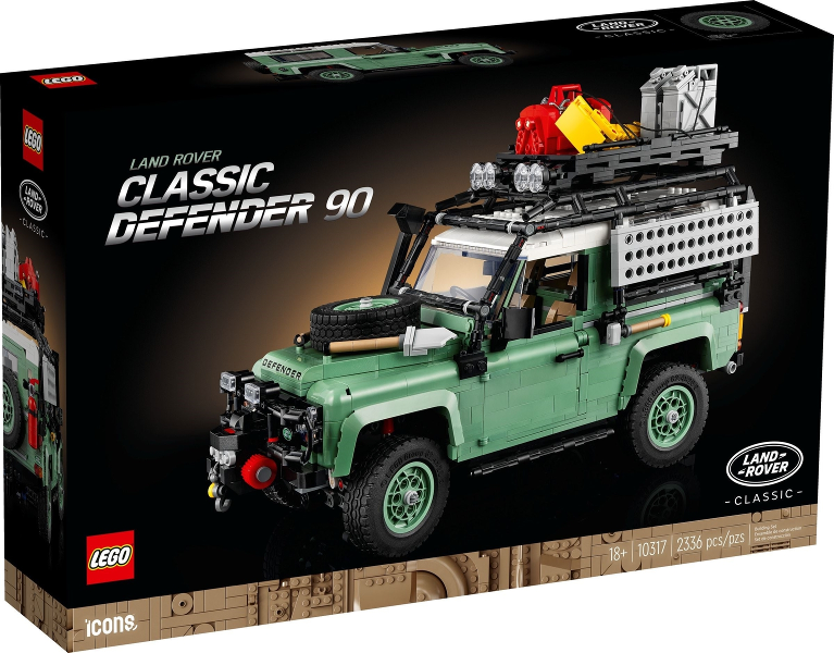 LEGO Land Rover Classic Defender 90 set packaging on a white background