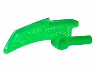 Display of LEGO part no. 18950 which is a Trans-Green Minifigure, Weapon Blade with Bar (Ninjago Jade Blade) 