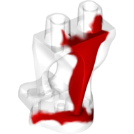 Display of LEGO part no. 19859pb06 which is a Trans-Clear Lower Body, Ghost with Marbled Red Pattern 