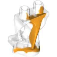 Display of LEGO part no. 19859pb09 which is a Trans-Clear Lower Body, Ghost with Marbled Bright Light Orange Pattern 