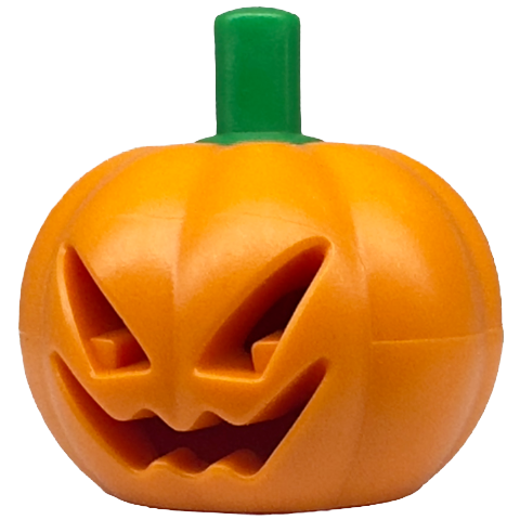 LEGO Part 20695pb01 Minifigure, Headgear Head Cover, Pumpkin Jack O' Lantern with Green Stem Pattern