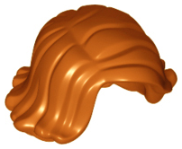 Display of LEGO part no. 20877 which is a Dark Orange Minifigure, Hair Female Short Swept Sideways 