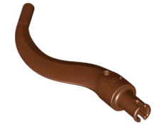 Display of LEGO part no. 24204 which is a Reddish Brown Appendage Bladed with Pin (Tail, Plant Limb) 