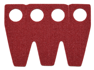 Display of LEGO part no. 25508 which is a Dark Red Minifigure Skirt Cloth 3 Truncated Points Partial Wrap 