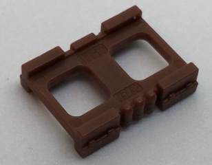 Display of LEGO part no. 27145 which is a Reddish Brown Minifigure Utility Belt 