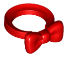 Display of LEGO part no. 27151 which is a Red Minifigure Bow Tie 
