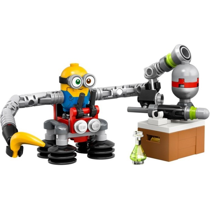 Display of LEGO Minions The Rise Of Gru Bob Minion with Robot Arms polybag 30387