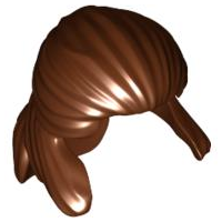 Display of LEGO part no. 30410 which is a Reddish Brown Minifigure, Hair Pulled Back 