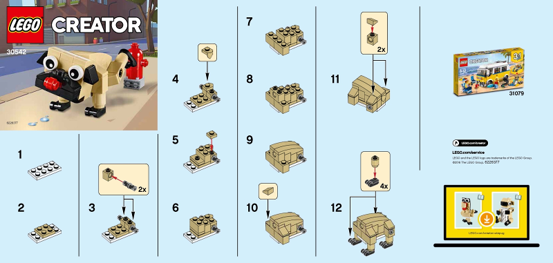 Instructions for LEGO (Instructions) for Set 30542 Cute Pug polybag  30542-1