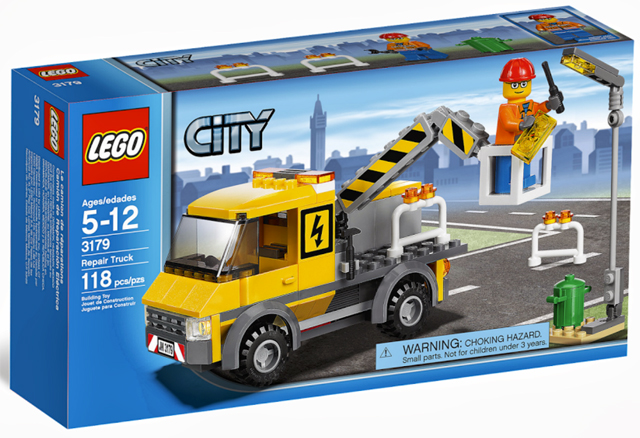 LEGO City Repair Truck set packaging with toy truck and worker figure on blue background