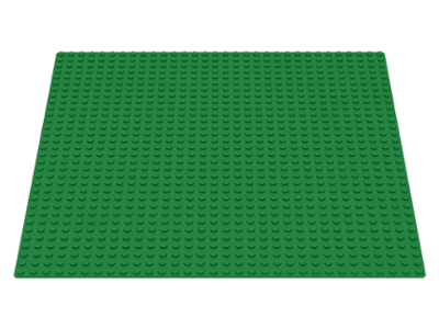 Display of LEGO part no. 3811 which is a Green Baseplate 32 x 32 