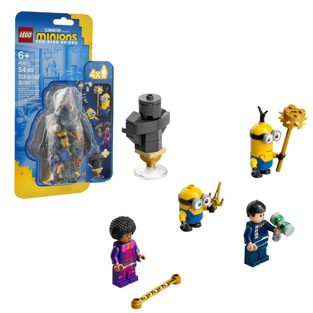 Display and box art for LEGO Minions The Rise Of Gru Minions Kung Fu Training blister pack 40511