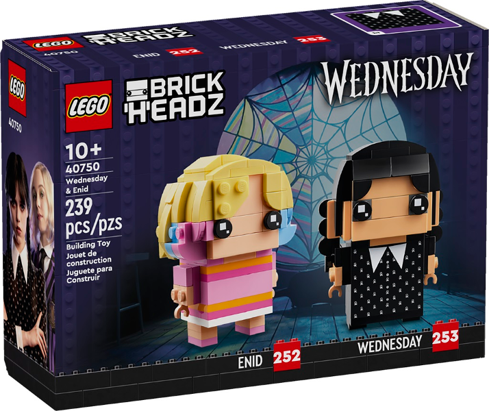 LEGO BrickHeadz packaging with two characters and spider web design