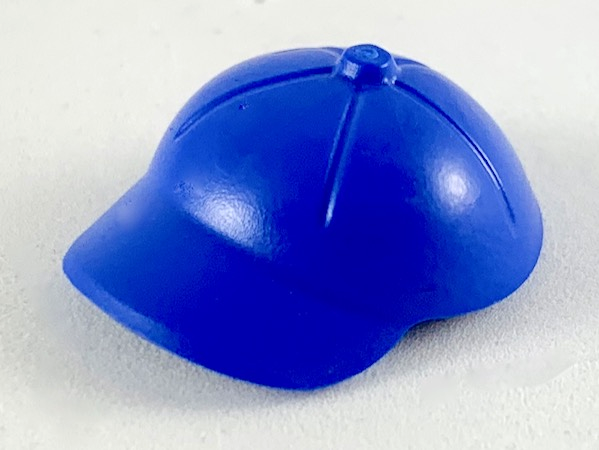 Display of LEGO part no. 41597 which is a Blue Minifigure, Ball Cap Large with 5 Seams and Small Pin 