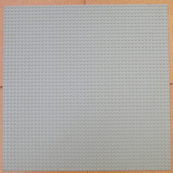 Display of LEGO part no. 4186 which is a Light Gray Baseplate 48 x 48 
