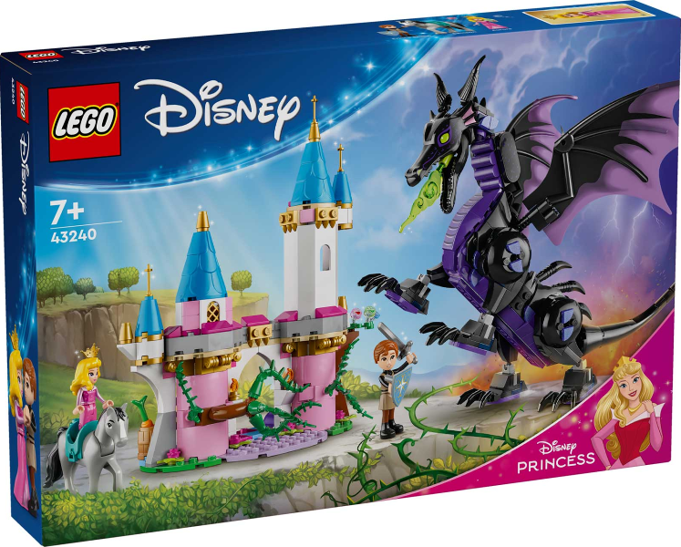 Box art for LEGO Disney Maleficent's Dragon Form and Aurora's Castle 43240