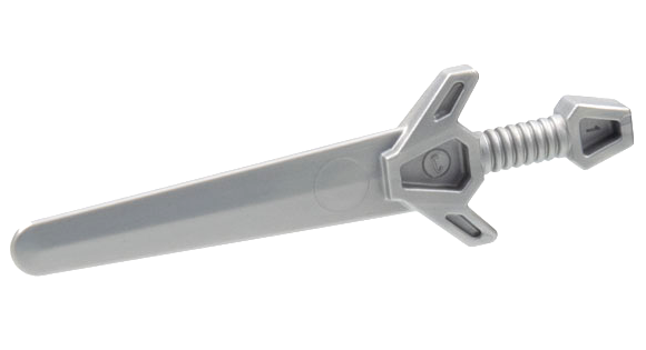 Display of LEGO part no. 48495 which is a Pearl Light Gray Minifigure, Weapon Sword, Greatsword Angular 