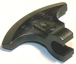 Display of LEGO part no. 53454 which is a Pearl Dark Gray Minifigure, Weapon Axe Head with Clip 