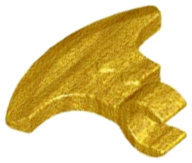 Display of LEGO part no. 53454 which is a Pearl Gold Minifigure, Weapon Axe Head with Clip 