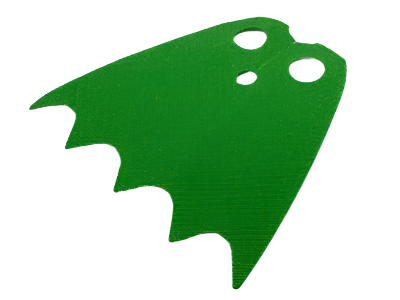 Green plastic tool with a unique shape on a white background
