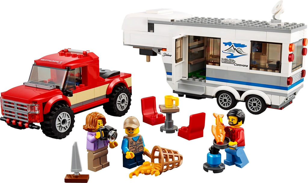 Display of LEGO City Pickup & Caravan 60182