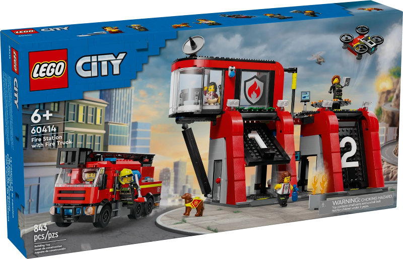 Box art for LEGO City Fire Station with Fire Truck 60414