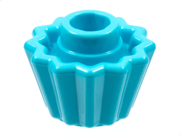 Display of LEGO part no. 65468d which is a Medium Azure Minifigure, Utensil Cupcake Liner, Indented Top 