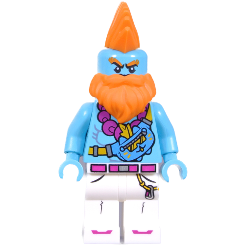This LEGO minifigure is called, Sandy, Medium Azure Torso with Necklace and Pouch . It's minifig ID is mk091.