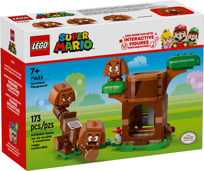 LEGO Super Mario Goomba Playground set packaging with characters and features.
