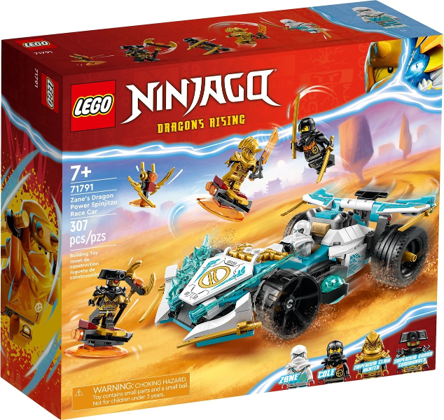 Box art for LEGO NINJAGO Zane's Dragon Power Spinjitzu Race Car 71791