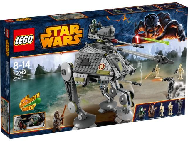 LEGO Star Wars AT-AP set packaging with character illustration and product details.