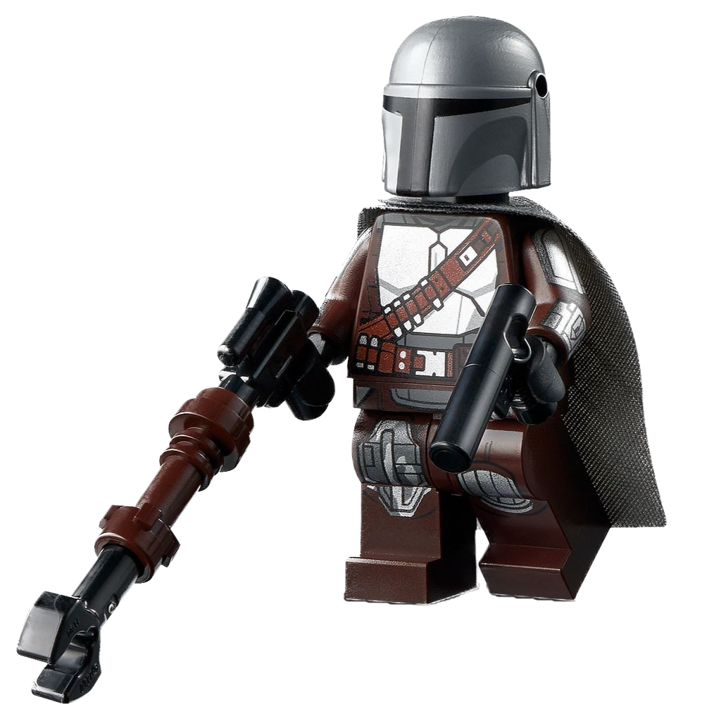 Display of LEGO Star Wars The Mandalorian (Din Djarin / 'Mando'), Silver Beskar Armor, Cape *Includes blaster