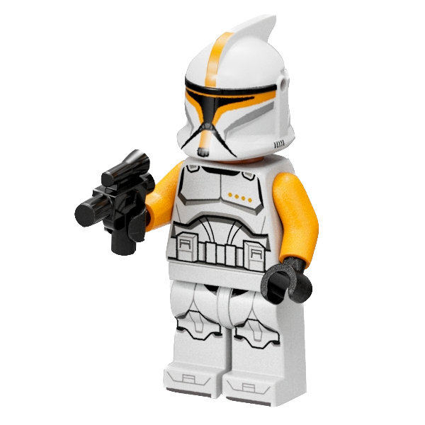 This LEGO minifigure is called, Clone Trooper Commander (Phase 1), Bright Light Orange Arms, Nougat Head *Never assembled with blaster from 40558. It's minifig ID is sw1146.