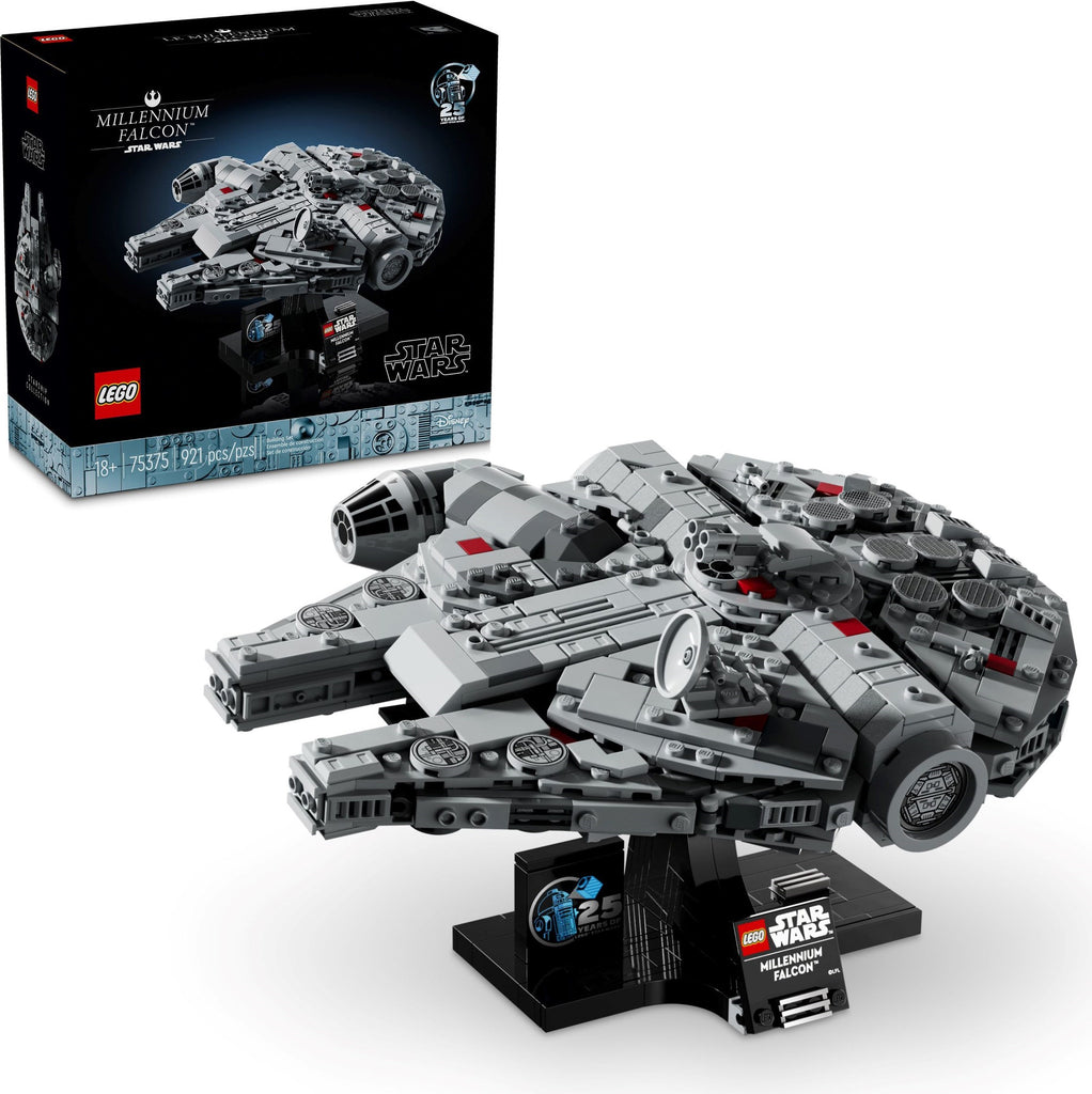 Box art and display for LEGO Star Wars Millennium Falcon 75375