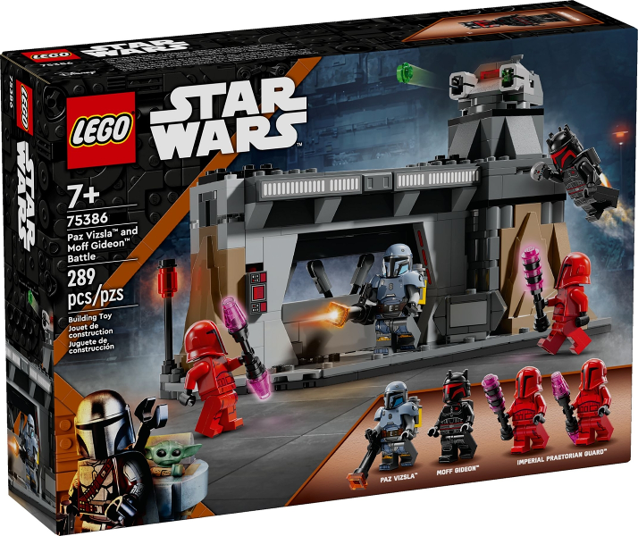 Box art for LEGO Star Wars Paz Vizsla and Moff Gideon Battle 75386