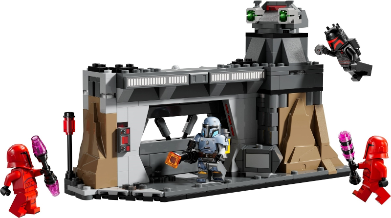 LEGO Star Wars set with characters and structures on a white background