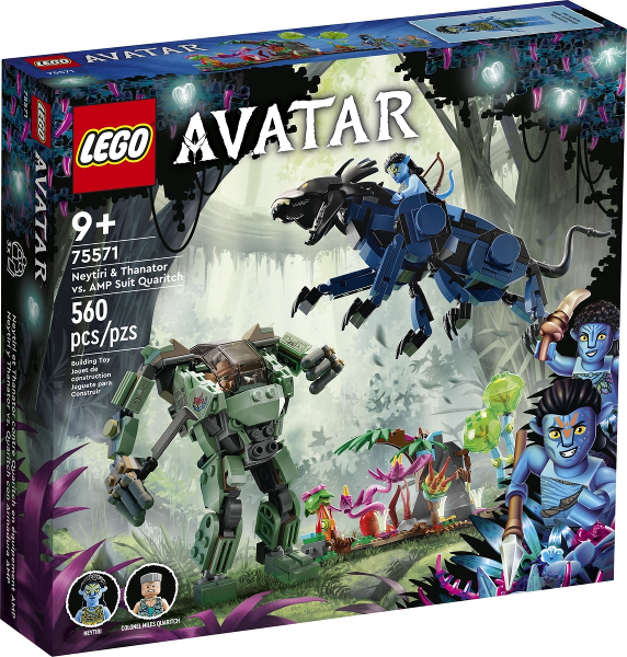 Box art for LEGO Avatar Neytiri & Thanator vs. AMP Suit Quaritch 75571