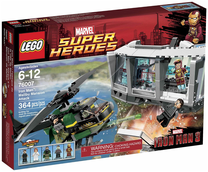 Box art for LEGO Super Heroes Iron Man: Malibu Mansion Attack 76007