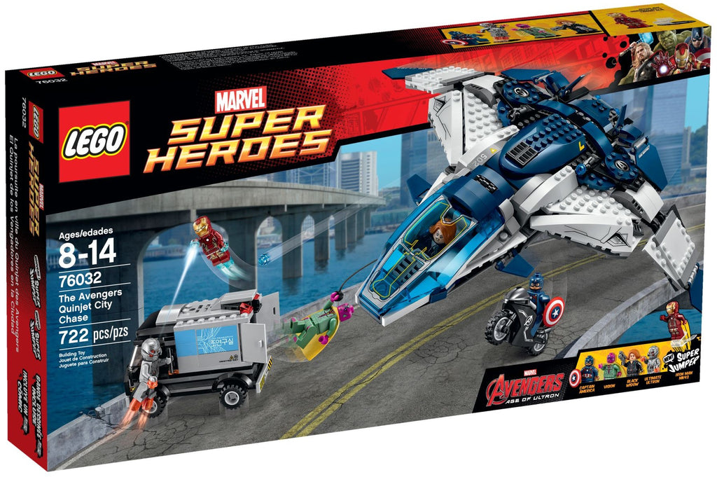 Box art for LEGO Marvel Super Heroes The Avengers Quinjet City Chase 76032