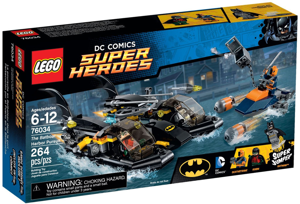 Box art for LEGO Super Heroes The Batboat Harbor (Harbour) Pursuit 76034