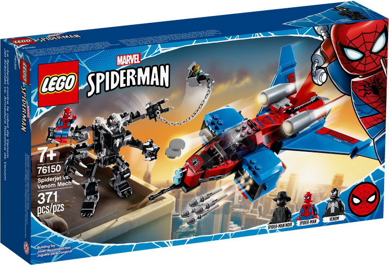 Box art for LEGO Super Heroes Spiderjet vs. Venom Mech 76150