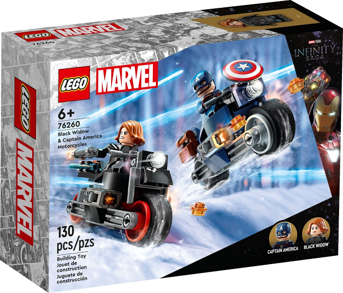 Box art for LEGO Super Heroes Black Widow & Captain America Motorcycles 76260