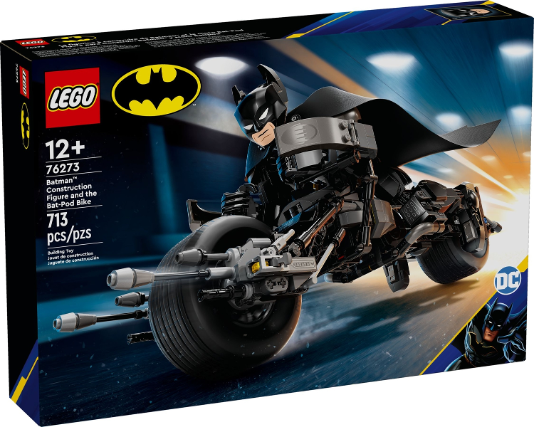 Box art for LEGO Super Heroes Batman Construction Figure and the Bat-Pod Bike 76273