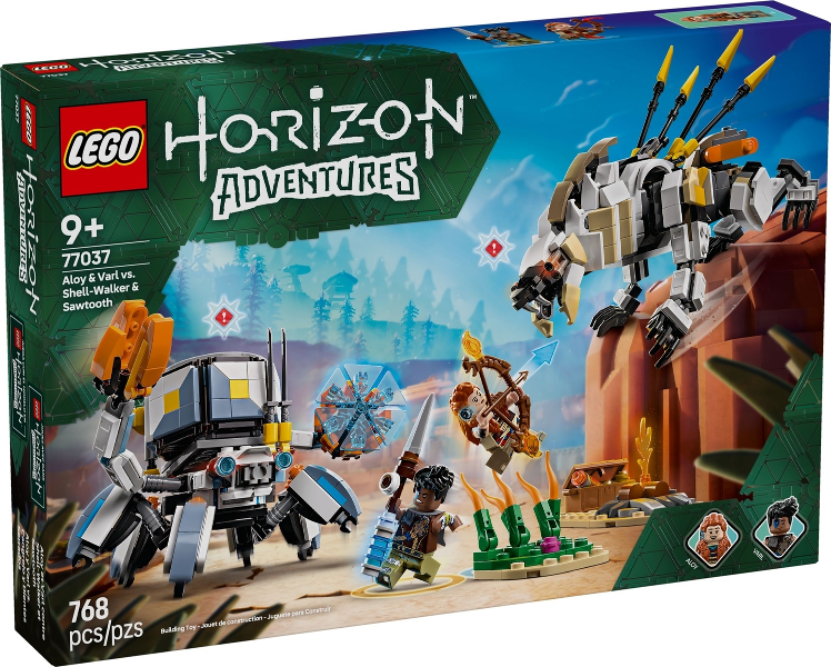 Box art for LEGO Horizon Aloy & Varl vs. Shell-Walker & Sawtooth 77037