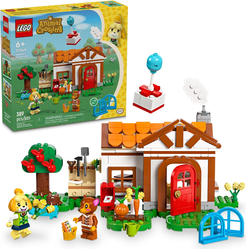 Box art and display for LEGO Animal Crossing Isabelle's House Visit 77049