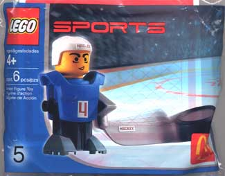 Box art for LEGO Sports McDonald's Sports Set Number 5, Blue Hockey Player #4 polybag 7920