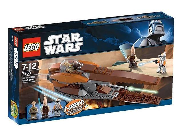 LEGO Star Wars Gungan Starfighter set packaging with characters and lightsabers.