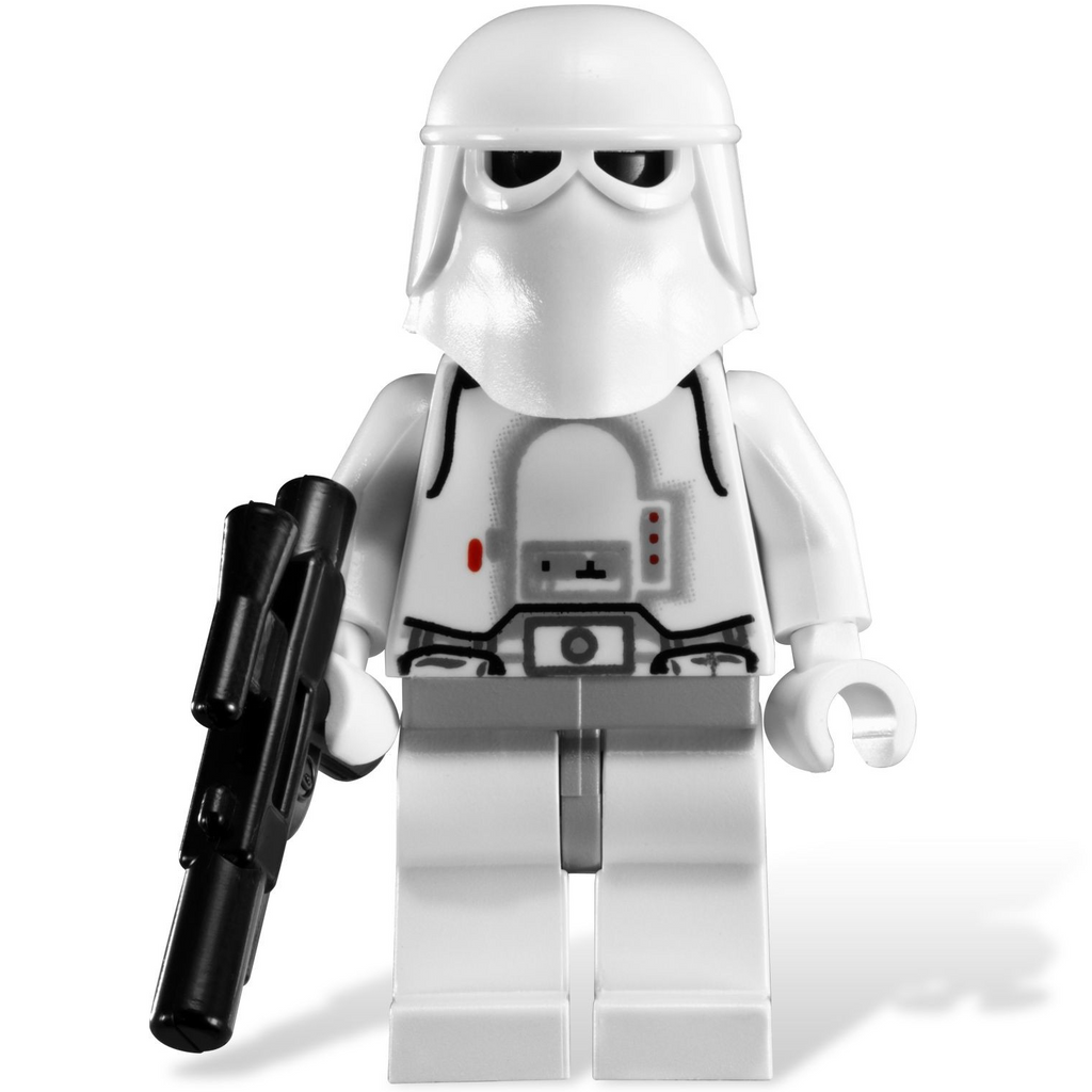 This LEGO minifigure is called, Snowtrooper, Light Bluish Gray Hips, White Hands (Hoth Stormtrooper) *Includes medium blaster. It's minifig ID is sw0115.