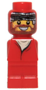 This LEGO minifigure is called, Microfigure Ramses Pyramid Adventurer Red (4560462) . It's minifig ID is 85863pb007.
