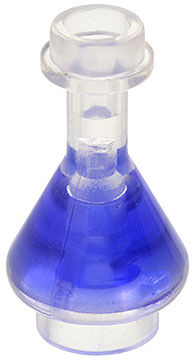Display of LEGO part no. 93549pb02 which is a Trans-Clear Minifigure, Utensil Bottle, Erlenmeyer Flask with Molded Trans-Purple Fluid Pattern 